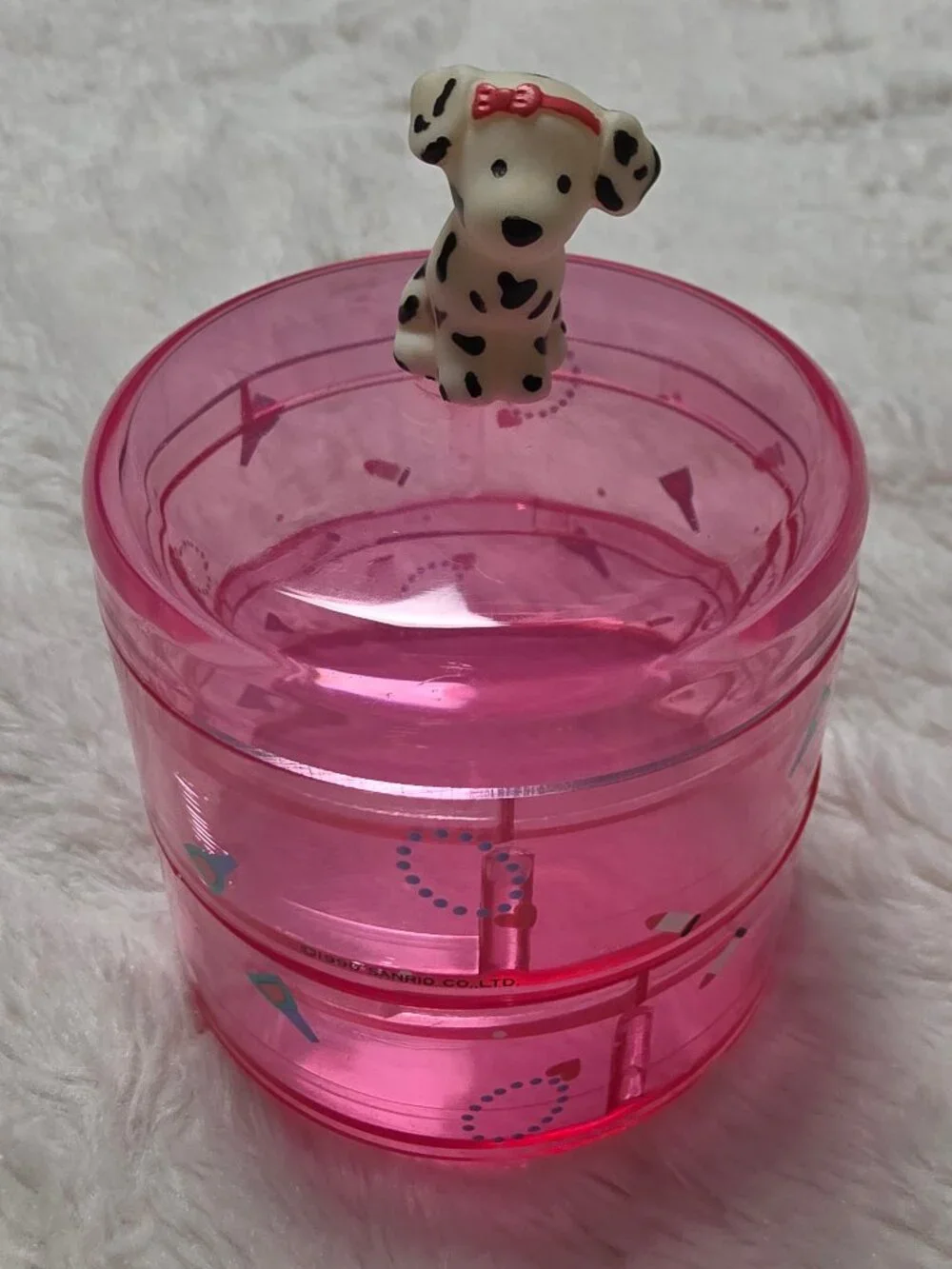 Vintage 1990 Sanrio Spottie Dottie Pink 2-Tier Jewelry Trinket Box Case Plastic